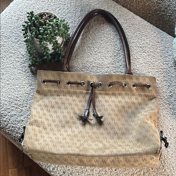 Dooney and Bourke Signature DB Leather tassel Tote Bag - Picture 1 of 15